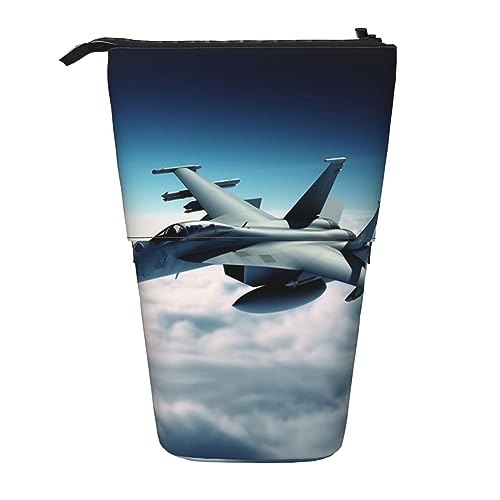 Ahdyr Stehendes Federmäppchen mit Flugzeug-Kampfflugzeugen, niedliche Stifttasche, Teleskop-Briefpapiertasche, Make-up-Kosmetiktasche für Frauen im Büro von Ahdyr