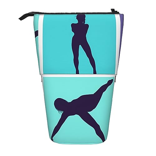 Ahdyr Stehendes Federmäppchen mit Gymnastikspiel, niedliches Stiftetui, Teleskop-Briefpapiertasche, Make-up-Kosmetiktasche für das Büro von Frauen von Ahdyr