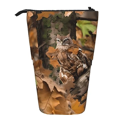 Ahdyr Stehendes Federmäppchen mit Herbst-Camouflage-Motiv, niedliches Stiftetui, Teleskop-Briefpapiertasche, Make-up-Kosmetiktasche für Frauen im Büro von Ahdyr