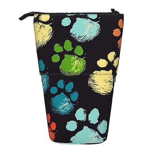 Ahdyr Stehendes Federmäppchen mit Hundepfote, niedliches Stiftetui, Teleskop-Briefpapiertasche, Make-up-Kosmetiktasche für Frauen im Büro von Ahdyr