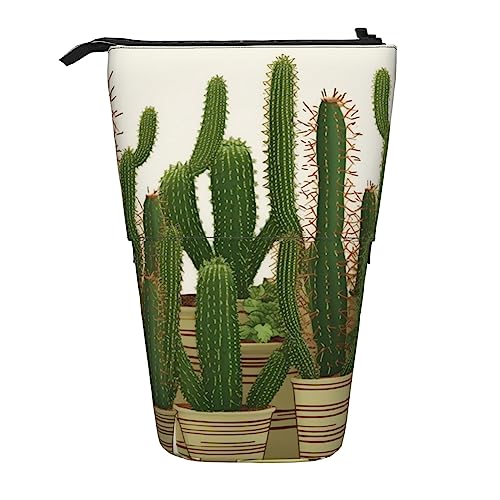 Ahdyr Stehendes Federmäppchen mit Kaktus-Tropenpflanze, niedliches Stiftetui, Teleskop-Briefpapiertasche, Make-up-Kosmetiktasche für Frauen im Büro von Ahdyr