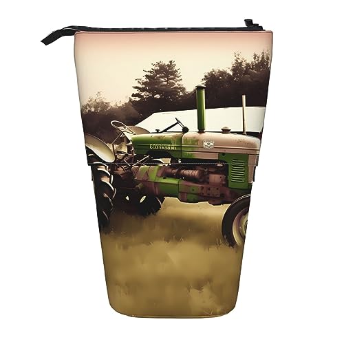 Ahdyr Stehendes Federmäppchen mit Motiv „Old Tractor Photo Farm, niedliches Stiftetui, Teleskop-Briefpapiertasche, Make-up-Kosmetiktasche für Frauen im Büro von Ahdyr