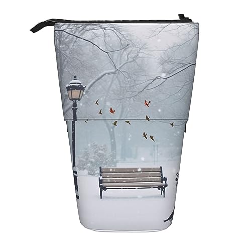 Ahdyr Stehendes Federmäppchen mit Vögeln im Park, niedliche Stifttasche, Teleskop-Briefpapiertasche, Make-up-Kosmetiktasche für Frauen im Büro von Ahdyr