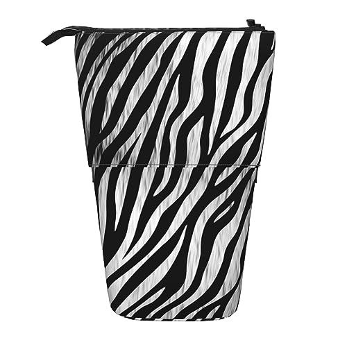 Ahdyr Stehendes Federmäppchen mit Zebramuster, niedliches Stiftetui, Teleskop-Briefpapiertasche, Make-up-Kosmetiktasche für das Büro von Frauen von Ahdyr