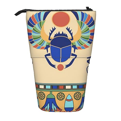 Ahdyr Stehendes Federmäppchen mit ägyptischem Skarabäus-Motiv, niedliche Stifttasche, Teleskop-Briefpapiertasche, Make-up-Kosmetiktasche für Frauen im Büro von Ahdyr