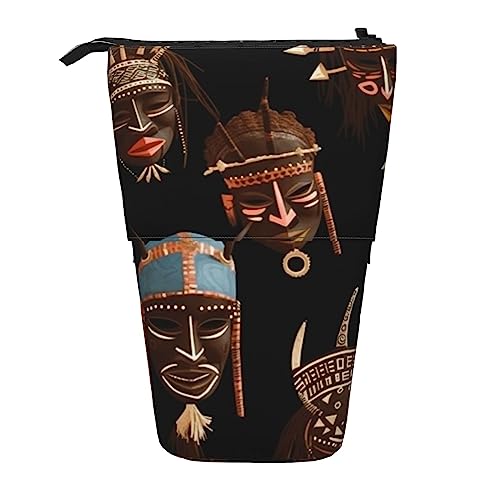 Ahdyr Stehendes Federmäppchen mit afrikanischen Ritualen, ethnischen Stämmen, niedliche Stifttasche, Teleskop-Briefpapiertasche, Make-up-Kosmetiktasche für Frauen im Büro von Ahdyr