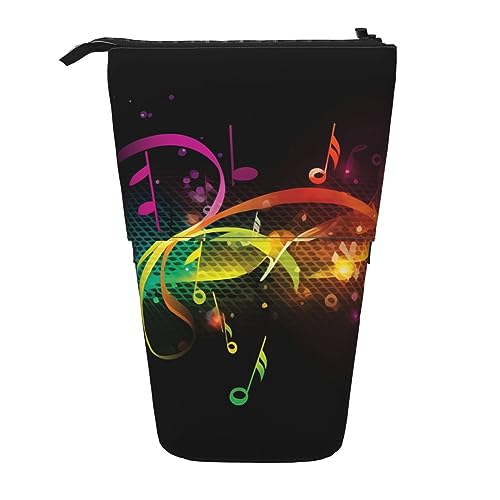 Ahdyr Stehendes Federmäppchen mit bunten Musiknoten, niedliches Stiftetui, Teleskop-Briefpapiertasche, Make-up-Kosmetiktasche für Frauen im Büro von Ahdyr