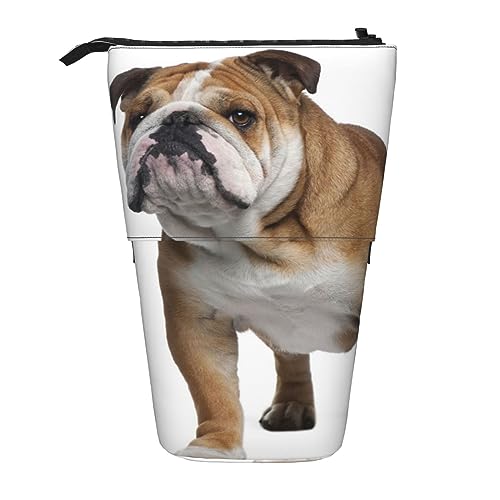 Ahdyr Stehendes Federmäppchen mit englischer Bulldogge, niedliches Stiftetui, Teleskop-Briefpapiertasche, Make-up-Kosmetiktasche für das Damenbüro von Ahdyr