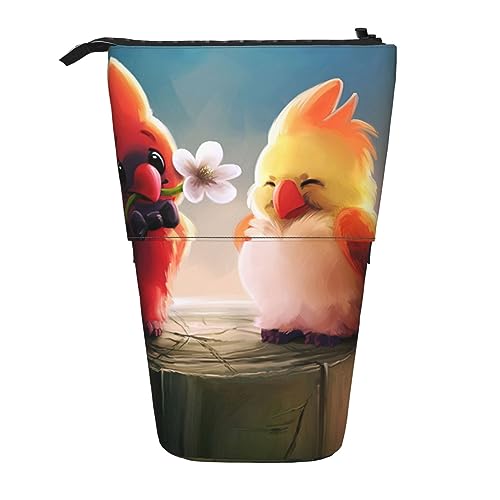 Ahdyr Stehendes Federmäppchen mit fallendem Vogelmotiv, niedliches Stiftetui, Teleskop-Briefpapiertasche, Make-up-Kosmetiktasche für das Büro von Frauen von Ahdyr