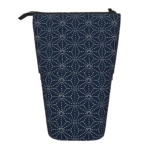 Ahdyr Stehendes Federmäppchen mit gepunkteten Linien und geometrischen Formen, niedliches Stiftetui, Teleskop-Briefpapiertasche, Make-up-Kosmetiktasche für Frauen im Büro von Ahdyr