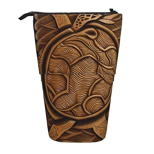 Ahdyr Stehendes Federmäppchen mit hawaiianischer Tapa-Honu-Schildkröte, niedliche Stifttasche, Teleskop-Briefpapiertasche, Make-up-Kosmetiktasche für Frauen im Büro von Ahdyr