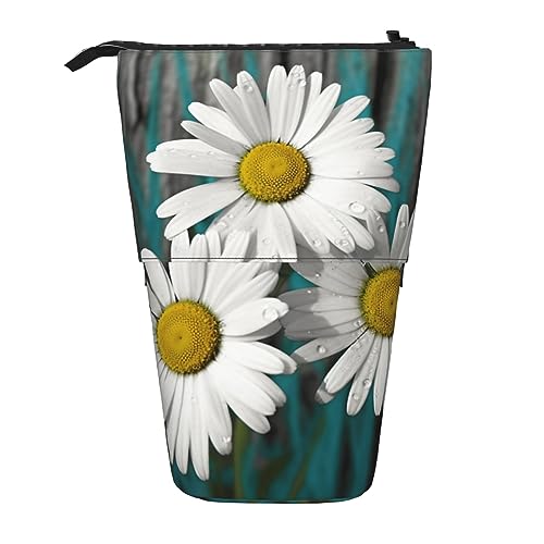Ahdyr Stehendes Federmäppchen mit weinender Blume, niedliches Stiftetui, Teleskop-Briefpapiertasche, Make-up-Kosmetiktasche für Frauen im Büro von Ahdyr
