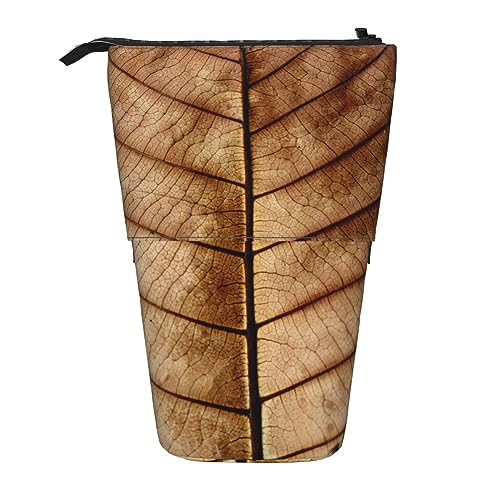 Ahdyr Stehendes Federmäppchen von Dry Leaves, niedliche Stifttasche, Teleskop-Briefpapiertasche, Make-up-Kosmetiktasche für das Büro von Frauen von Ahdyr