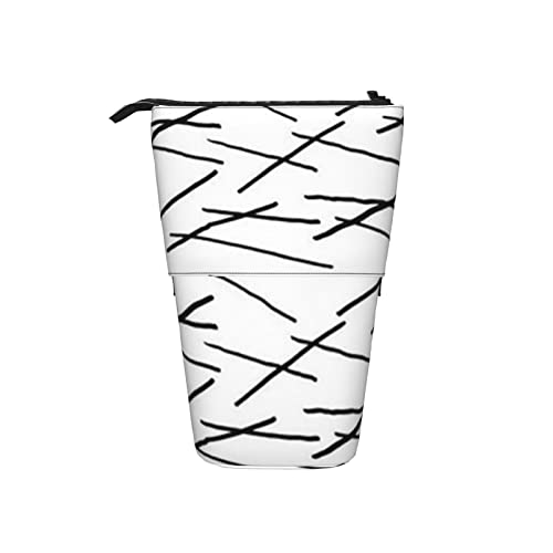 Ahdyr Sticks Schwarz auf Weiß Teleskop-Federmäppchen Stand-Up-Organizer Kosmetiktasche Make-up-Tasche Schreibwaren Stiftetui von Ahdyr