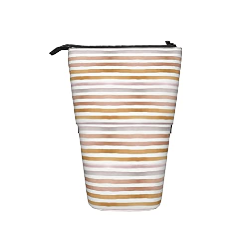 Ahdyr Sunset Ombre Stripe Teleskop-Federmäppchen, Stand-Up-Organizer, Kosmetiktasche, Make-up-Tasche, Schreibwaren, Federmäppchen von Ahdyr