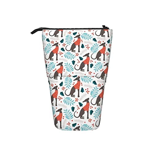 Ahdyr Sweet Greyhound Puppy Dogs Teleskop-Federmäppchen, Stand-Up-Organizer, Kosmetiktasche, Make-up-Tasche, Schreibwaren, Federmäppchen von Ahdyr