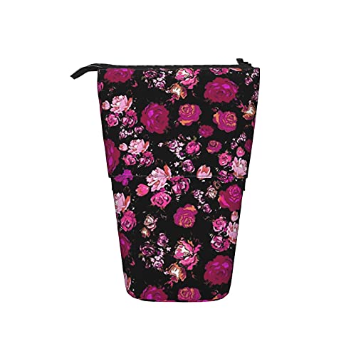 Ahdyr Teleskop-Federmäppchen, aufstellbar, mit Blumendruck, Stiftehalter, Tasche, Organizer, Schreibwaren, Federmäppchen, Teleskop-Stiftbeutelhalter von Ahdyr