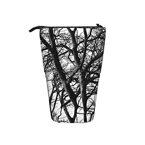 Ahdyr The Tree Lace Schwarz Weiß Teleskop Federmäppchen Stand-Up Organizer Kosmetiktasche Make-up Tasche Schreibwaren Stiftetui von Ahdyr