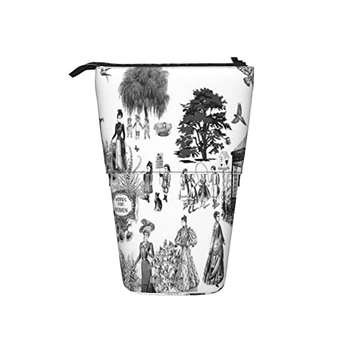 Ahdyr Votes Schwarz Toile Teleskop-Federmäppchen Steh-Organizer Kosmetiktasche Make-up-Tasche Schreibwaren Stiftetui von Ahdyr