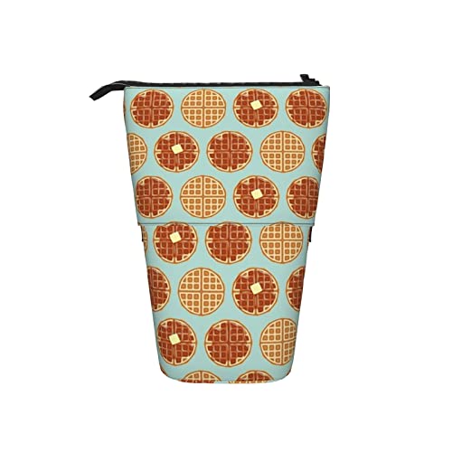 Ahdyr Waffles Dark Mint Teleskop-Federmäppchen Stand-Up-Organizer Kosmetiktasche Make-up-Tasche Schreibwaren Stiftetui von Ahdyr