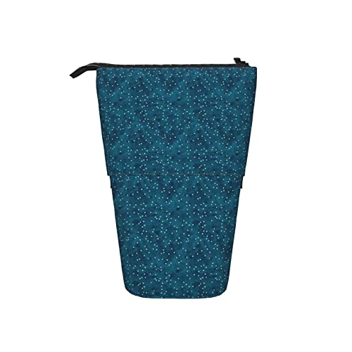 Ahdyr Weihnachten Kleine Scatter Dots Blau Teleskop-Federmäppchen Stand-Up-Organizer Kosmetiktasche Make-up-Tasche Schreibwaren Stiftetui von Ahdyr
