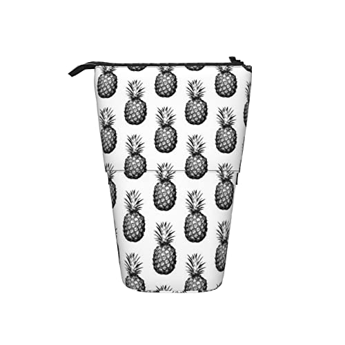 Ananas Mittelgroßes Kachelmuster Teleskop-Federmäppchen Stand-Up-Organizer Kosmetiktasche Make-up-Tasche Schreibwaren Stiftetui von Ahdyr