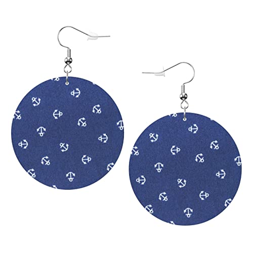 Blaue Anker, runde Ohrringe aus Kunstleder für Teenager, Mädchen und Frauen, Tropfen-Ohrringe, Geschenk von Ahdyr