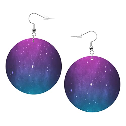 Blaue rosafarbene Space-Kunstleder-Runde Ohrringe für Teenager-Mädchen-Frauen-Tropfen-Ohrringe als Geschenk von Ahdyr
