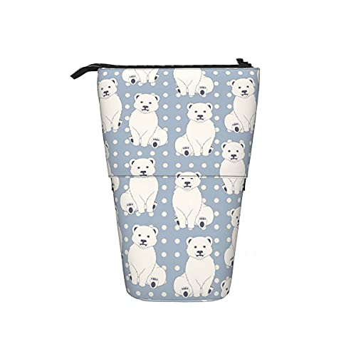 Blauer Eisbär Federmäppchen vertikal Schreibwarentasche einziehbar niedlich Federmäppchen tragbare Aufbewahrung Federmäppchen Kosmetiktasche Mädchen Dame Erwachsener Retro Blumen Nahtloses Muster Ei von Ahdyr