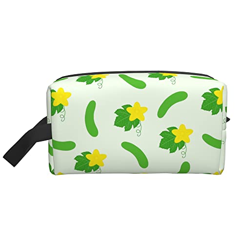 Blumen-Gurken-Gurken-Kulturtasche für Kinder, Reise-Kulturtasche, Reisezubehör, Make-up-Taschen, tragbar, wasserdicht, Kosmetiktasche für Reisen, Urlaub, Aufbewahrung, Geschäftsreise von Ahdyr