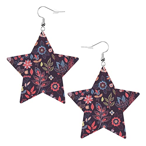 Blumen. Ohrringe aus Kunstleder mit Sternen, für Teenager, Mädchen und Frauen, Tropfen-Ohrringe, Geschenk von Ahdyr