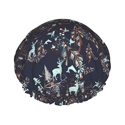 Boho Bohemian Deer Duschhauben für Frauen, wasserdichte wiederverwendbare Duschhaarkappen Badehauben Turban Duschhaube für Mädchen von Ahdyr
