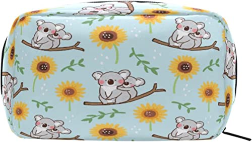 Cartoon-Koala-Sonnenblume-Make-up-Tasche, tragbare Organizer-Kosmetiktasche für Reisen, Make-up-Tasche, Geschenke, Kulturbeutel für den täglichen Gebrauch für Mädchen und Frauen von Ahdyr