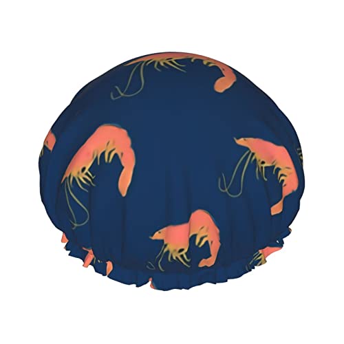 Coral Shrimp Duschhaube, wiederverwendbare Duschhauben für Frauen, langes Haar, doppelschichtiger wasserdichter Duschhut, Haarschutz für Kinder, Mädchen, Männer von Ahdyr