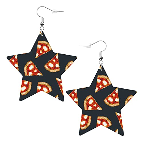 Cuisine Tasty Pizza Slices Kunstleder Sterne Ohrringe für Teenager Mädchen Frauen Tropfen baumelnde Ohrringe Geschenk von Ahdyr