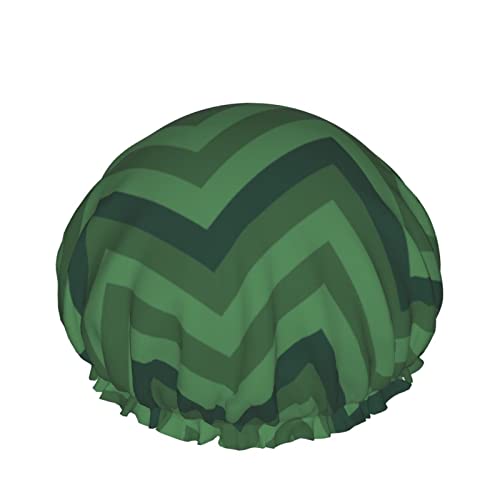 Damen Wiederverwendbare Stretch Saum Haar Hut Linie Plaid Grün Blau DoubleWaterproof Duschhaube Badekappe von Ahdyr