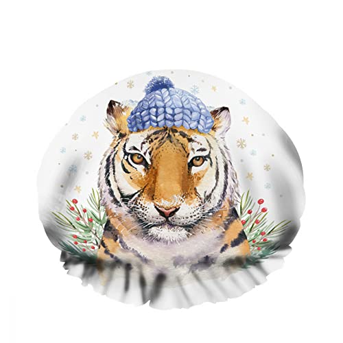 Doppelte wasserdichte Duschhaube, niedlicher Cartoon-Spaß, sibirischer Tiger, eisiger Hut, wiederverwendbar, modischer Duschhut für Frauen, Schönheit, BathHair Spa, Home Hotel Travel Use Doppelte wasserdichte Duschhaube, niedlicher Cartoon-Spaß, sibirischer Tiger, eisiger Hut, wiederverwendbar, modischer Duschhut für Frauen, Schönheit, BathHair Spa, Home Hotel Travel Use von Ahdyr