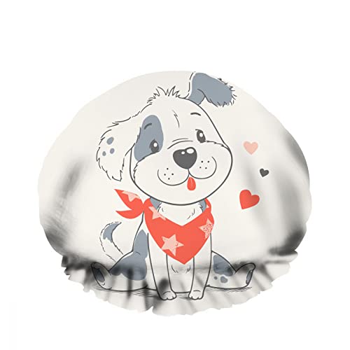 Doppelte wasserdichte Duschhaube mit niedlichem Hund, Cartoon-Stern, Herz, Tier, roter Schal, wiederverwendbar, modischer Duschhut für Frauen, Schönheit, BathHair Spa, Home Hotel Travel Use Doppelte wasserdichte Duschhaube mit niedlichem Hund, Cartoon-Stern, Herz, Tier, roter Schal, wiederverwendbar, modischer Duschhut für Frauen, Schönheit, BathHair Spa, Home Hotel Travel Use von Ahdyr