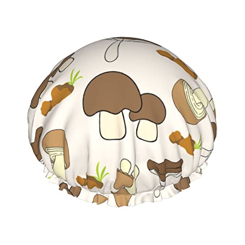 Duschhaube Cartoon Cute Mushroom Bath Caps Wasserdichte Haarkappe Double Layer Leichte Duschhauben Für Frauen Männer Kinder Teens von Ahdyr