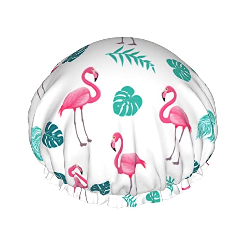 Duschhaube Flamingo wiederverwendbare Badehauben für Frauen langes Haar doppelschichtig wasserdichter Badeduschhut Haarschutz für Mädchen Frauen 1 Packung von Ahdyr