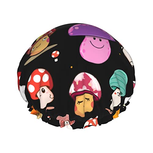 Duschhaube Pilz wiederverwendbare Badehauben für Frauen langes Haar, doppelschichtiger wasserdichter Badeduschhut Haarschutz für Kinder Mädchen Frauen, 1 Packung von Ahdyr