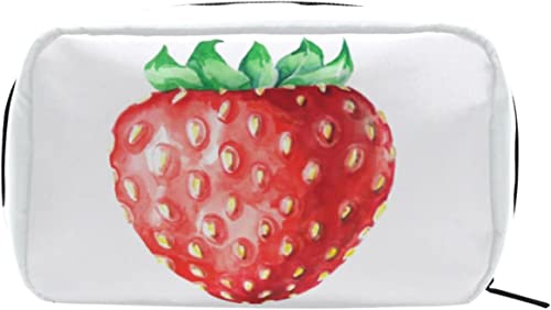 Erdbeer-Aquarell-Frucht-Make-up-Tasche, tragbare Organizer-Kosmetiktasche für Reisen, Make-up-Tasche, Geschenke, Kulturbeutel für den täglichen Gebrauch für Mädchen und Frauen von Ahdyr
