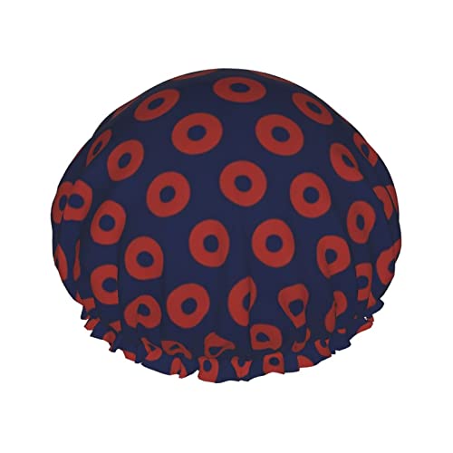 Fishman Donut Dark Colors Duschhaube, wiederverwendbare Duschhauben für Frauen, langes Haar, doppelschichtiger wasserdichter Duschhut, Haarschutz für Kinder, Mädchen, Männer von Ahdyr