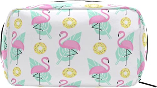 Flamingo Donuts Make-up-Tasche, tragbarer Organizer, Kosmetiktasche für Reisen, Make-up-Tasche, Geschenke, Kulturbeutel für den täglichen Gebrauch für Mädchen und Frauen von Ahdyr