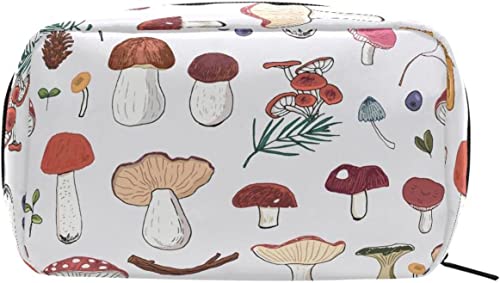 Forest Autumn Mushrooms Make-up-Tasche, tragbare Organizer-Kosmetiktasche für Reisen, Make-up-Tasche, Geschenke, Kulturbeutel für den täglichen Gebrauch für Mädchen und Frauen von Ahdyr