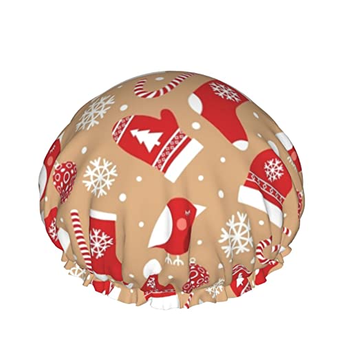 Frauen Wiederverwendbare Stretch Saum Haar Hut Weihnachten Socke Kleidung Dekoration DoubleWaterproof Duschhaube Badekappe von Ahdyr