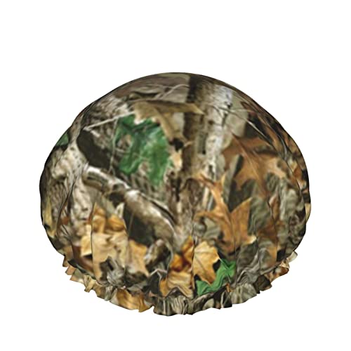 Frauen Wiederverwendbarer Haarhut mit Stretchsaum Camo Deer Camouflage Hunting DoubleWaterproof Shower Cap Bath Cap von Ahdyr