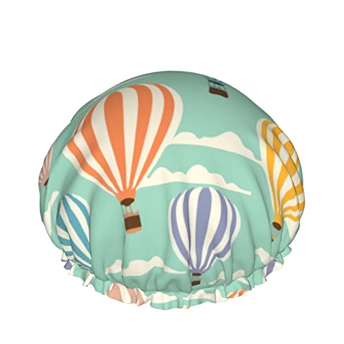 Frauen Wiederverwendbarer Haarhut mit Stretchsaum Heißluftballon Romantik Türkei DoubleWaterproof Duschhaube Badekappe von Ahdyr