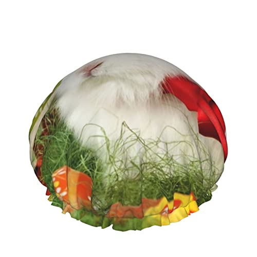 Frauen Wiederverwendbarer Haarhut mit Stretchsaum Ostern Hase Neujahr DoubleWaterproof Duschhaube Badekappe von Ahdyr