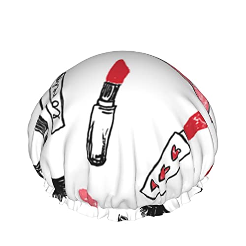 Frauen Wiederverwendbarer Stretch Saum Haar Hut Make-up Lippenstift Wimpern Schönheit DoubleWaterproof Duschhaube Badekappe von Ahdyr